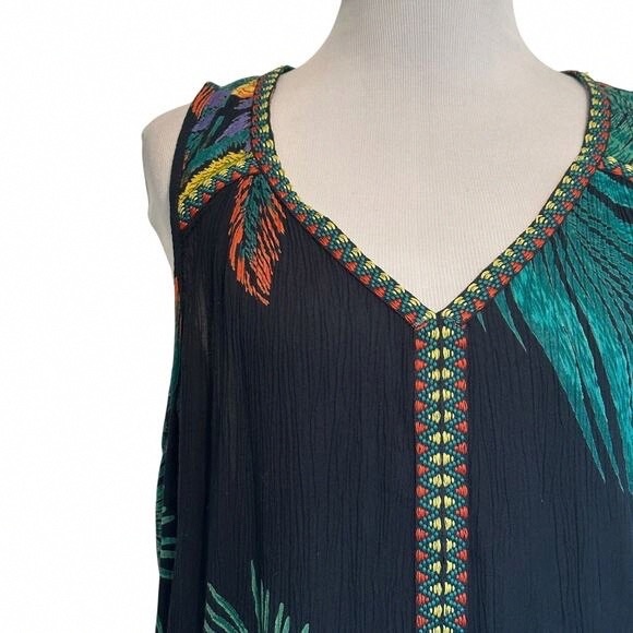 Patrons of Peace Black Tropical Sleeveless Blouse - Picture 2 of 6